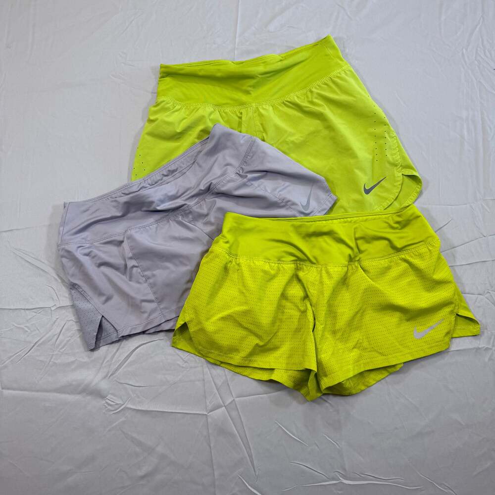 Nike Women's Lot of 3 Dri-FIT Cool Crew Running Shorts Yellow and Gray Size S